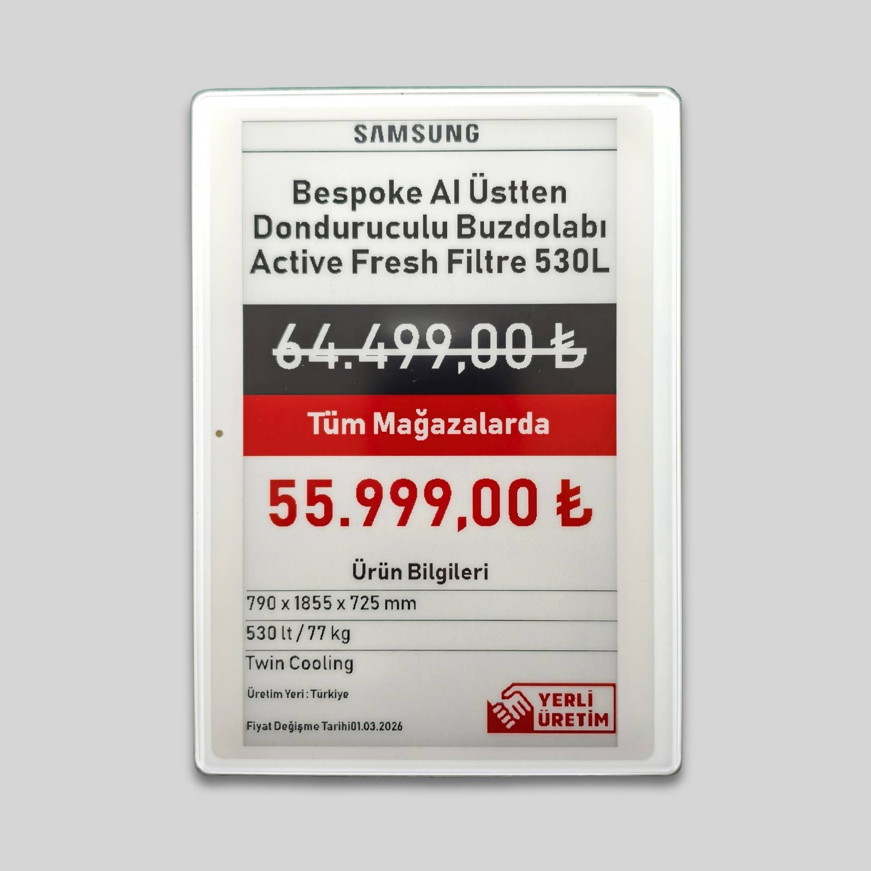 7.50 İnç Elektronik Raf Etiketi