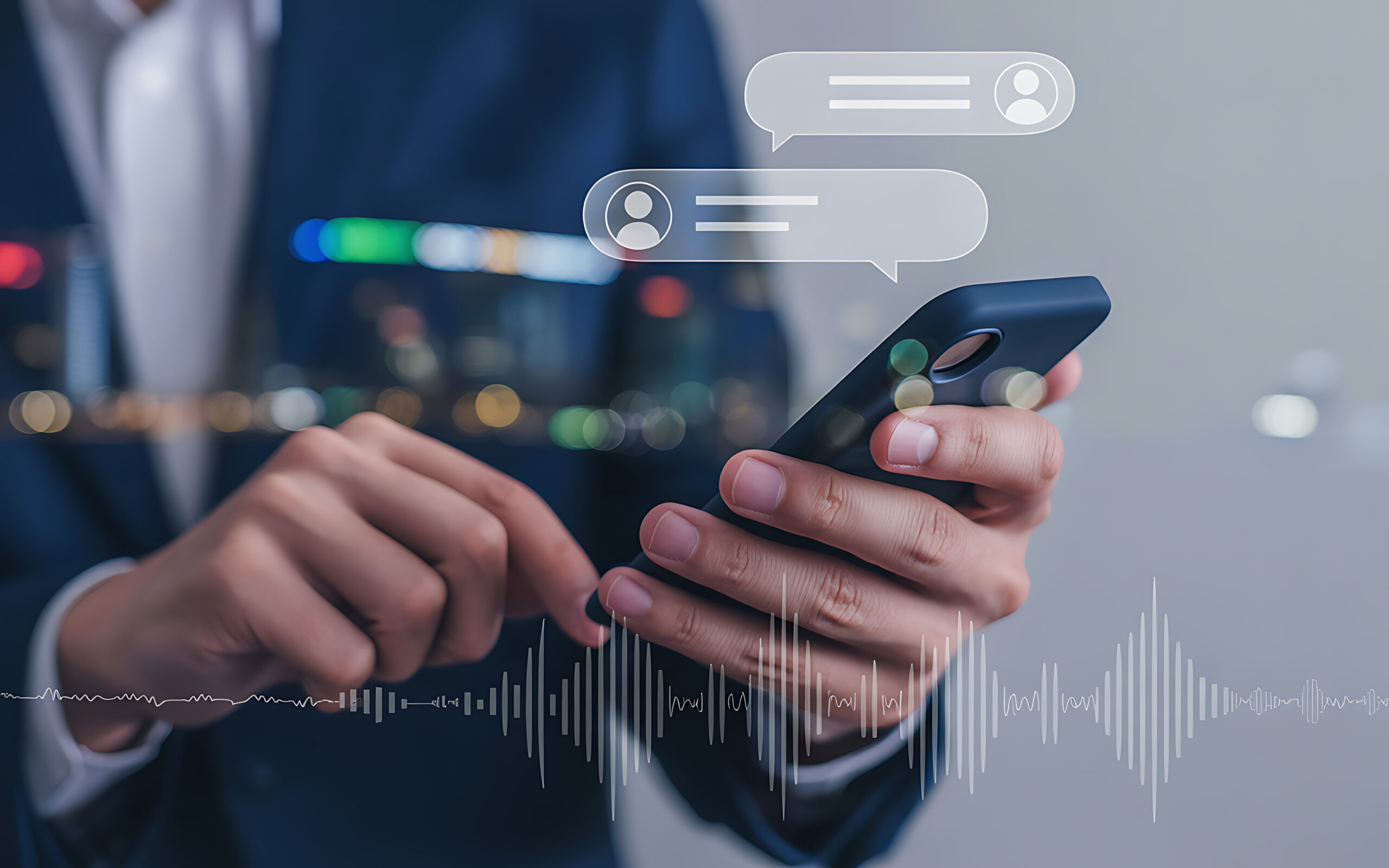 Akıllı telefonla otomatik sesli mesaj hizmetini kullanan kişi